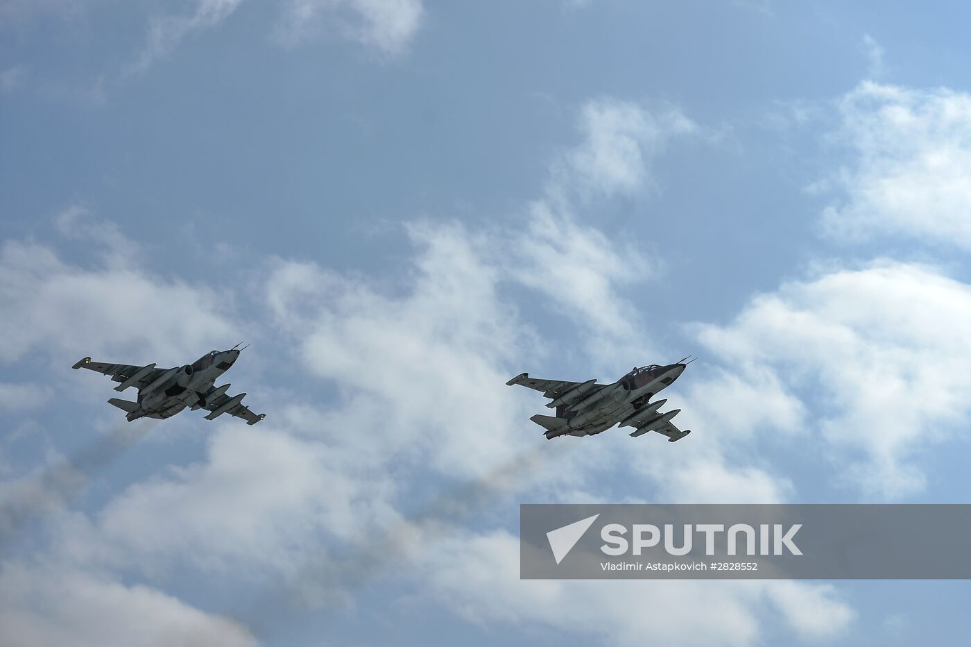 Joint rehearsal of aerobatic teams before the Victory Parade