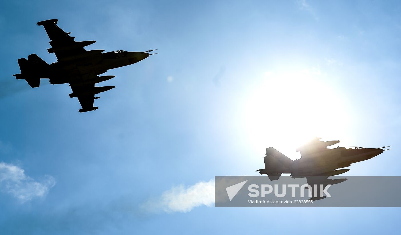 Joint rehearsal of aerobatic teams before the Victory Parade