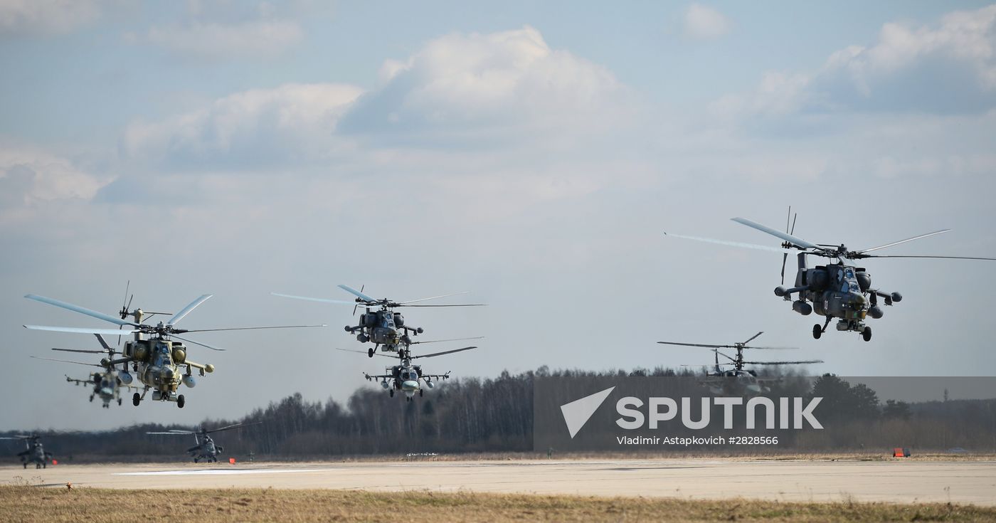 Joint rehearsal of aerobatic teams before the Victory Parade