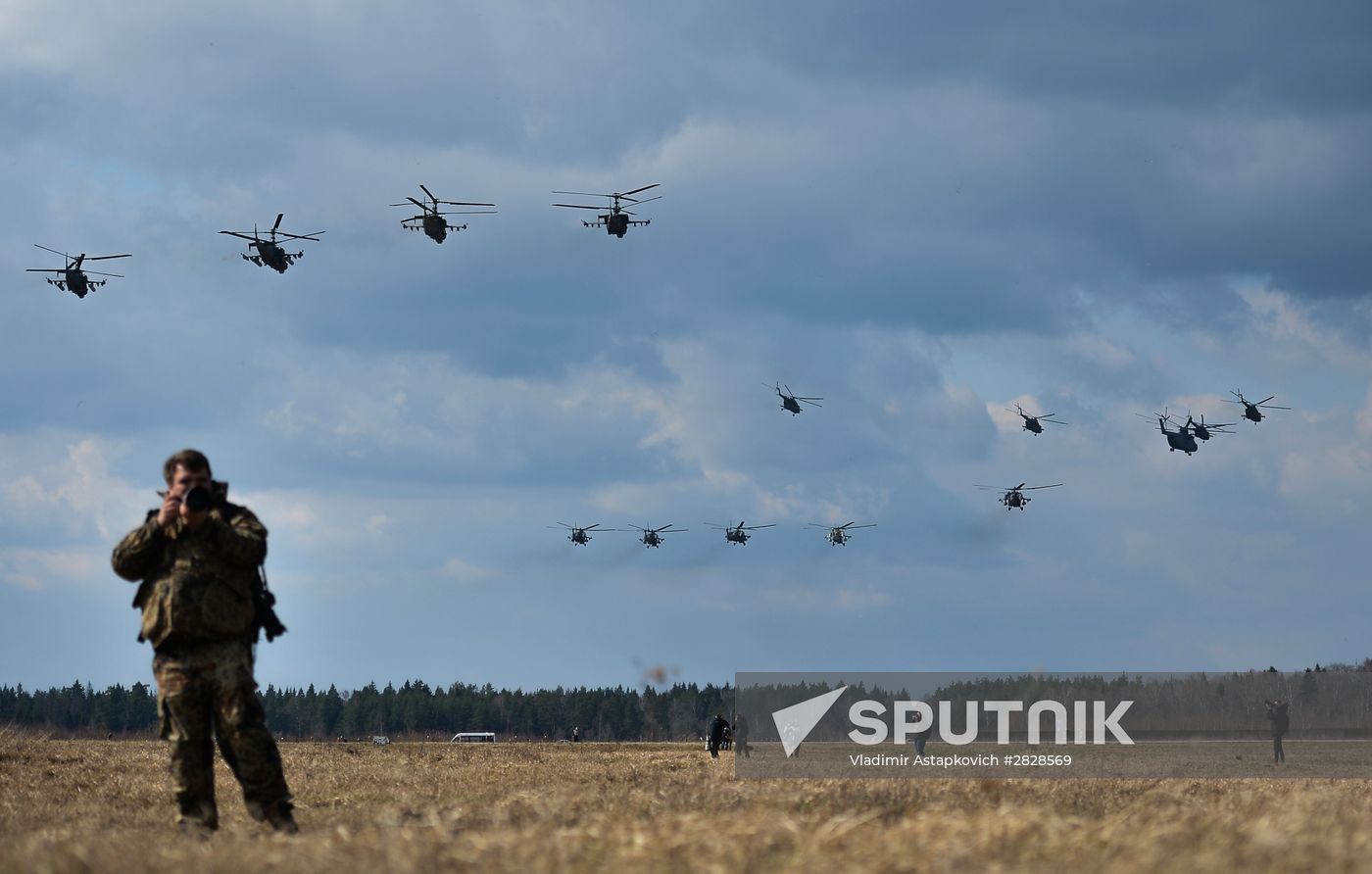 Joint rehearsal of aerobatic teams before the Victory Parade