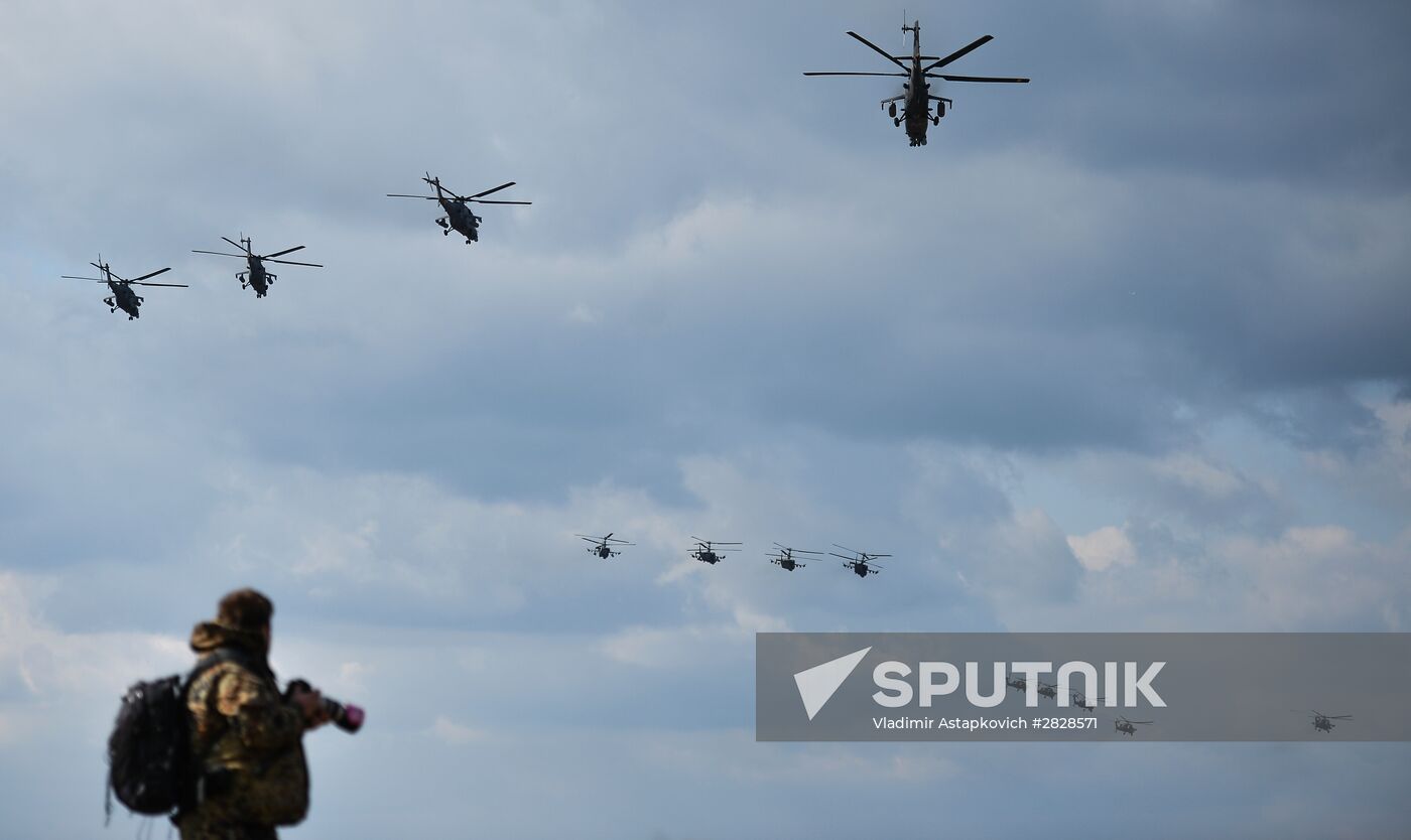 Joint rehearsal of aerobatic teams before the Victory Parade
