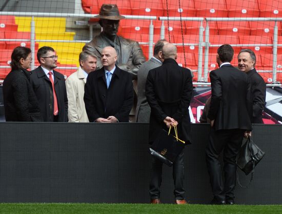 FIFA President Gianni Infantino visits Otkrytiye Arena stadium