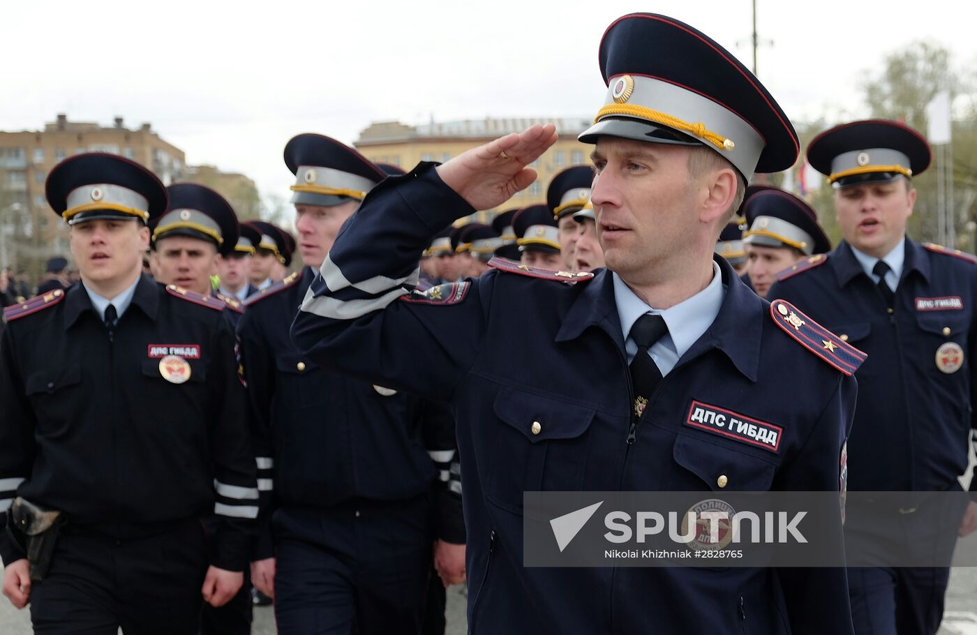 Police ceremonial review in Samara