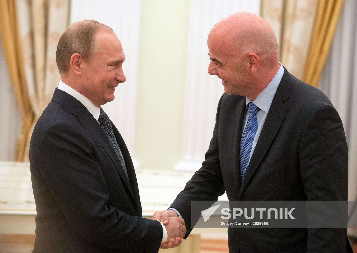 Russian President Vladimir Putin meets with FIFA President Gianni Infantino