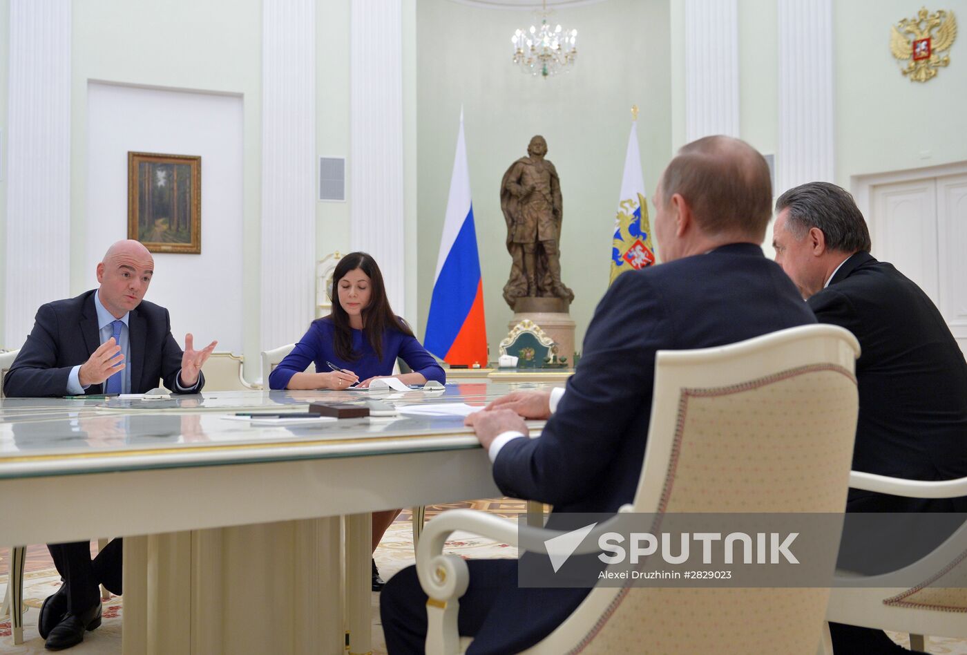 Russian President Vladimir Putin meets with FIFA President Gianni Infantino