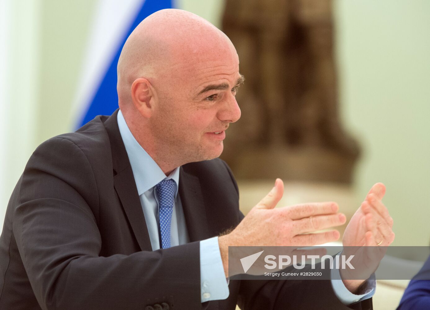 Russian President Vladimir Putin meets with FIFA President Gianni Infantino