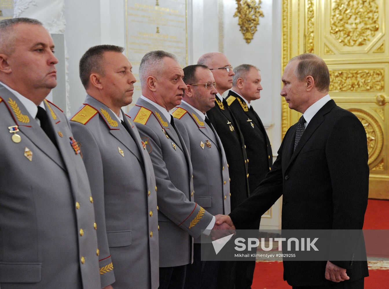 President Vladimir Putin attends intoroduction ceremony for officers appointed to top command posts