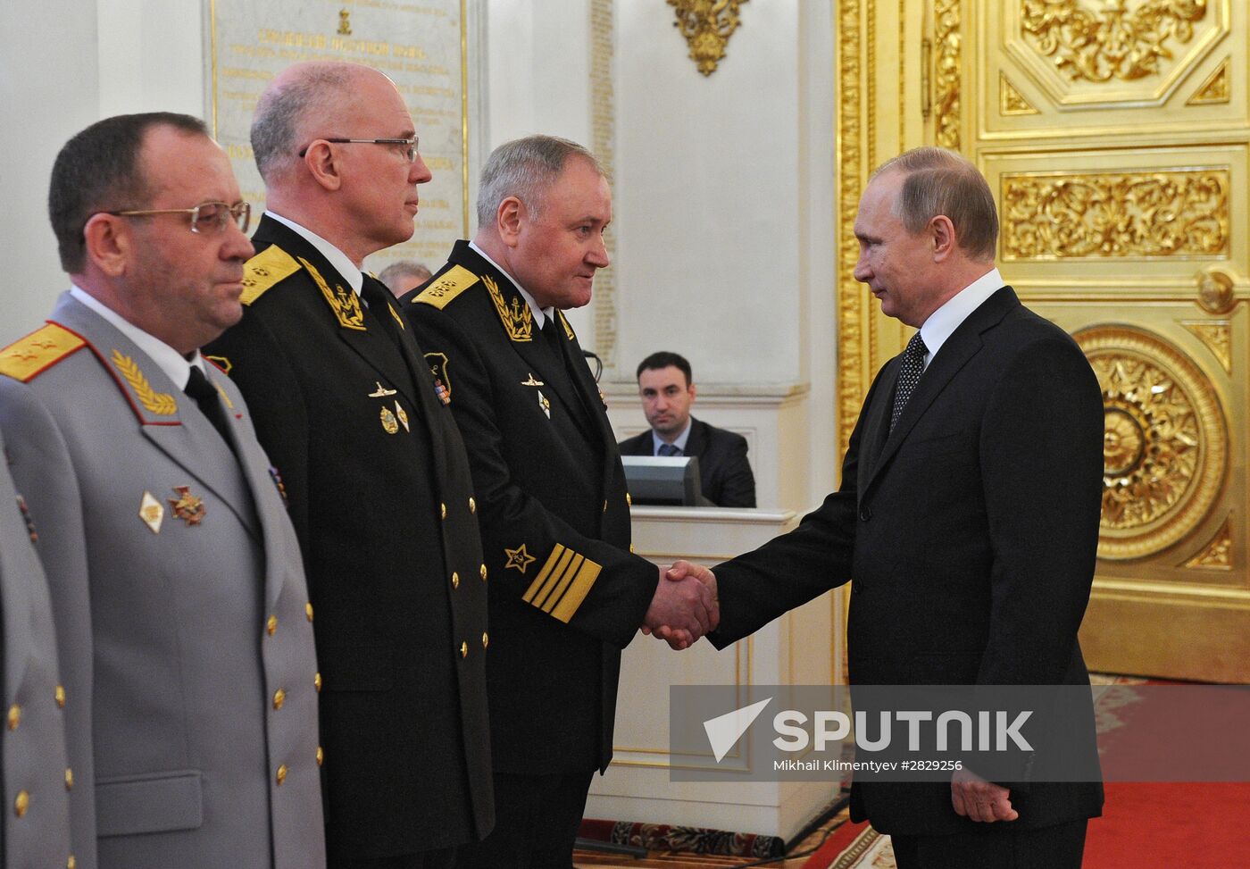 President Vladimir Putin attends intoroduction ceremony for officers appointed to top command posts