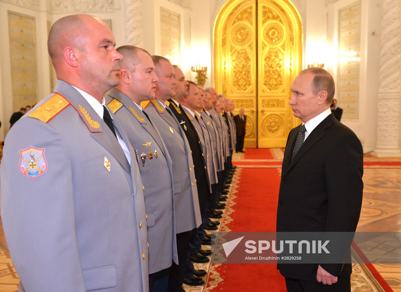 President Vladimir Putin attends intoroduction ceremony for officers appointed to top command posts