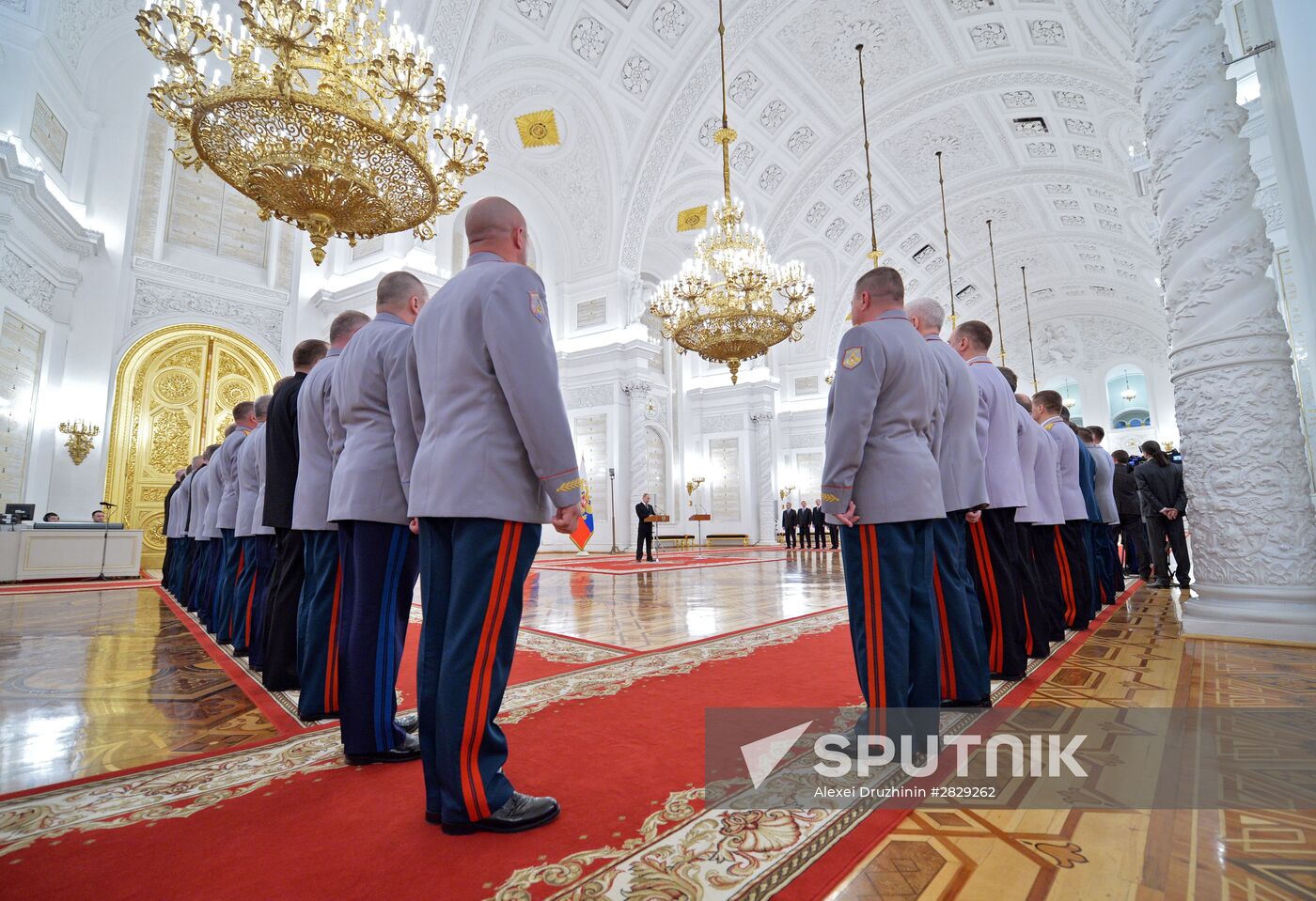 President Vladimir Putin attends intoroduction ceremony for officers appointed to top command posts