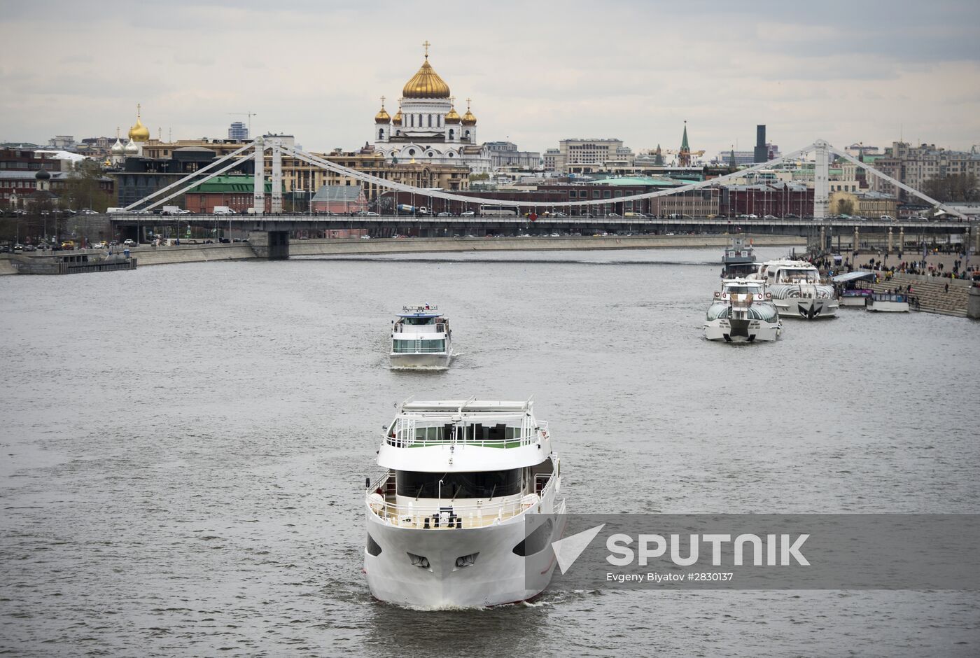 Passenger boat parade in Moscow