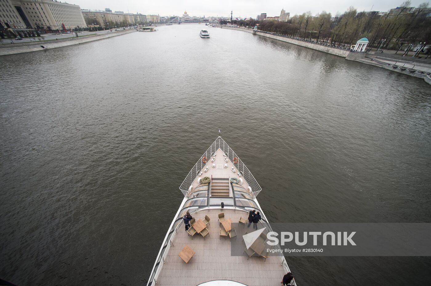 Passenger boat parade in Moscow