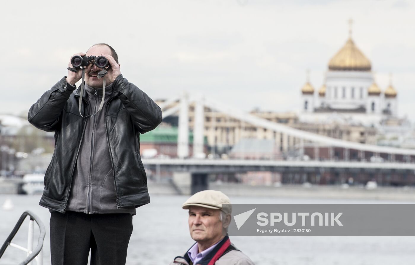Passenger boat parade in Moscow