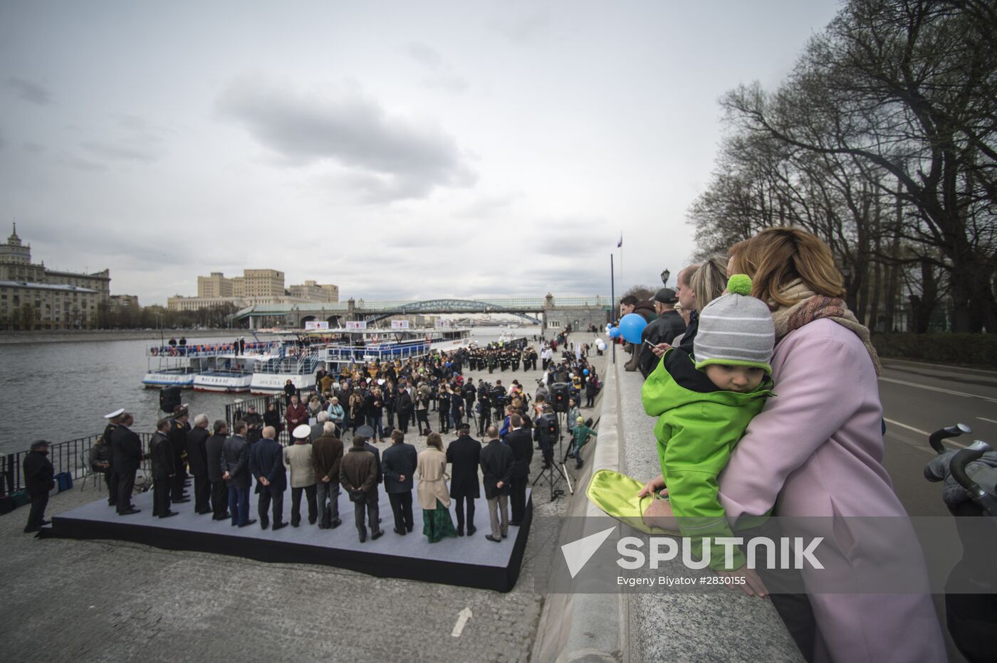 Passenger boat parade in Moscow