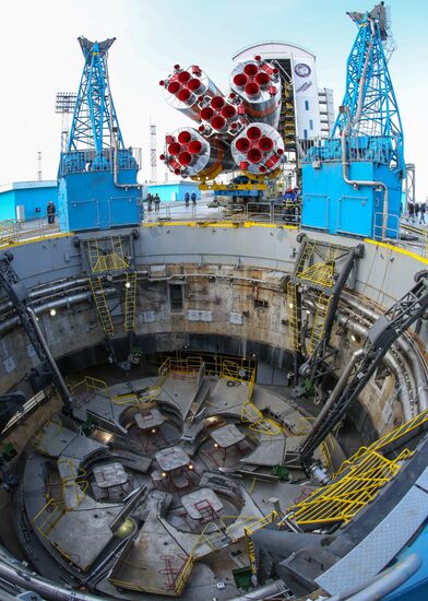 Soyuz-2.1a carrier vehicle taken to Vostochny space center's launch pad