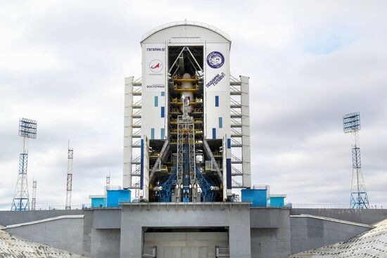 Soyuz-2.1a carrier vehicle taken to Vostochny space center's launch pad