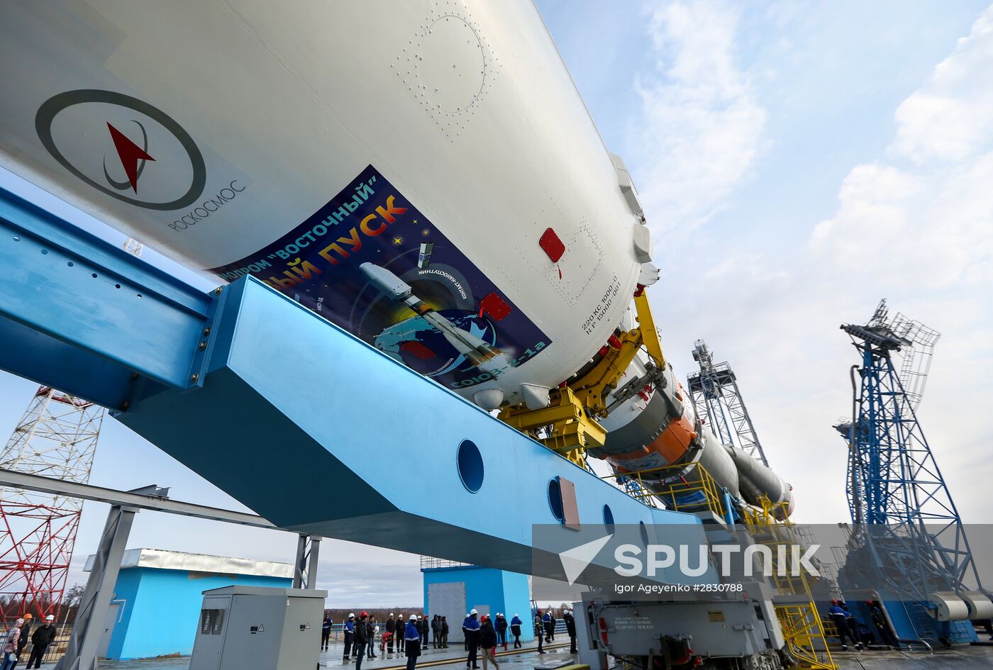 Soyuz-2.1a carrier vehicle taken to Vostochny space center's launch pad