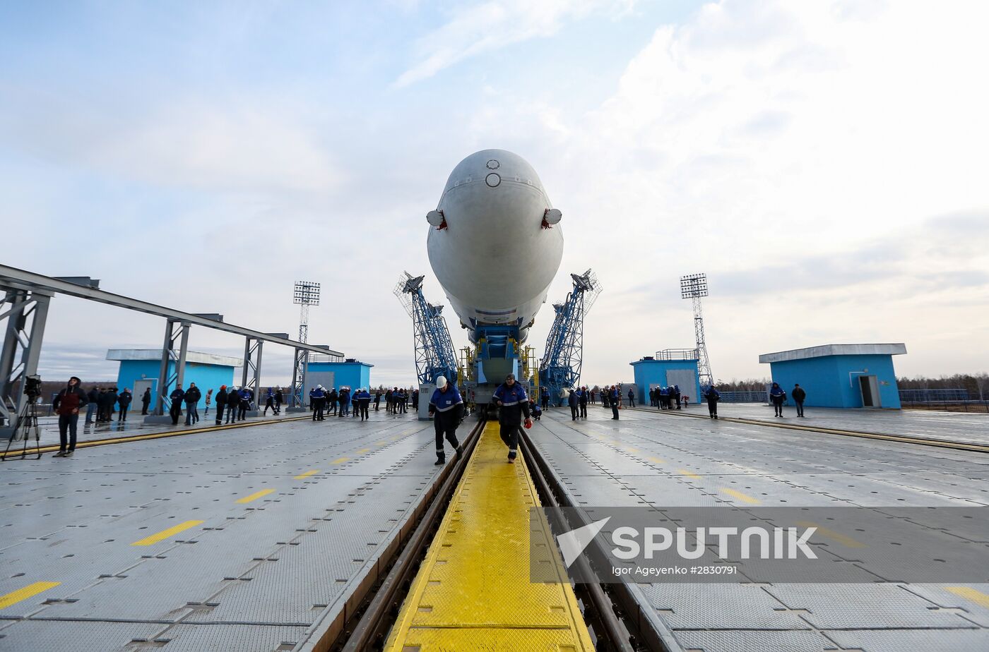 Soyuz-2.1a carrier vehicle taken to Vostochny space center's launch pad