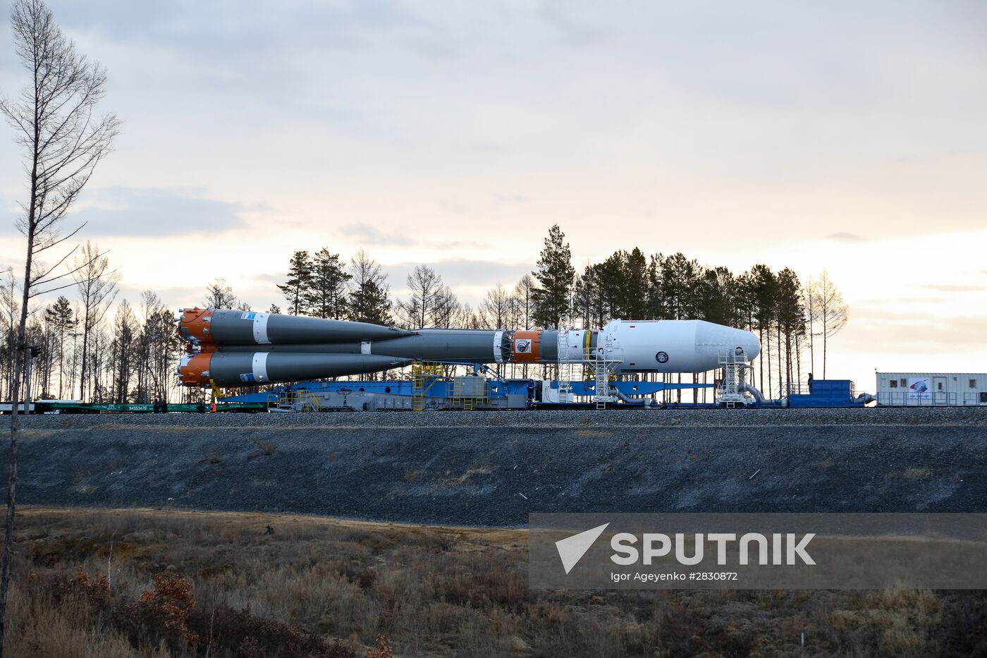 Soyuz-2.1a carrier vehicle taken to Vostochny space center's launch pad