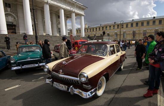 Vintage cars exhibition in St. Petersburg