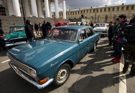 Vintage cars exhibition in St. Petersburg