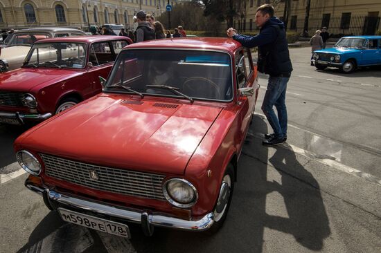 Vintage cars exhibition in St. Petersburg