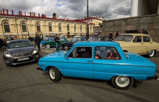 Vintage cars exhibition in St. Petersburg