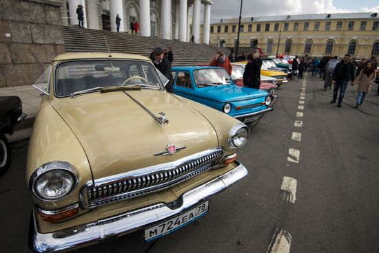 Vintage cars exhibition in St. Petersburg