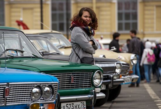 Vintage cars exhibition in St. Petersburg