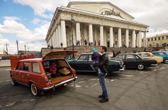 Vintage cars exhibition in St. Petersburg
