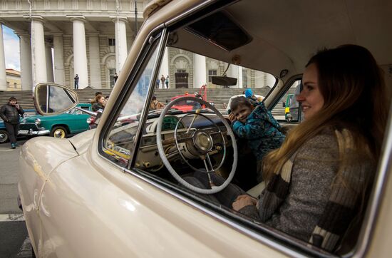 Vintage cars exhibition in St. Petersburg