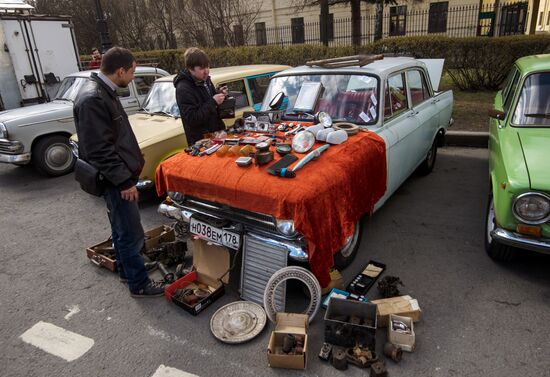 Vintage cars exhibition in St. Petersburg