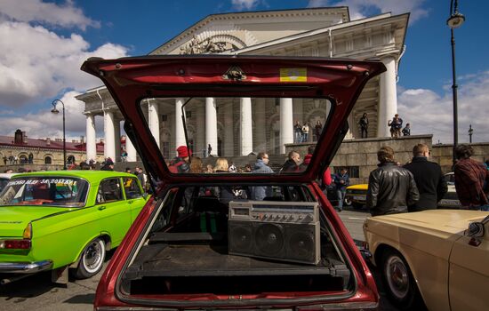 Vintage cars exhibition in St. Petersburg