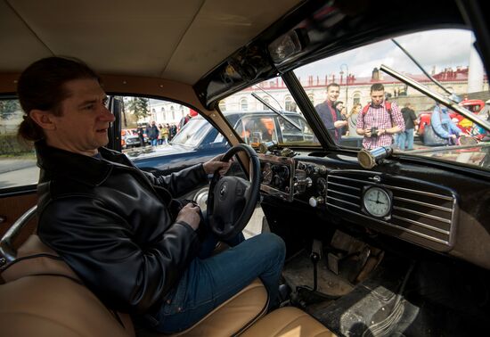 Vintage cars exhibition in St. Petersburg