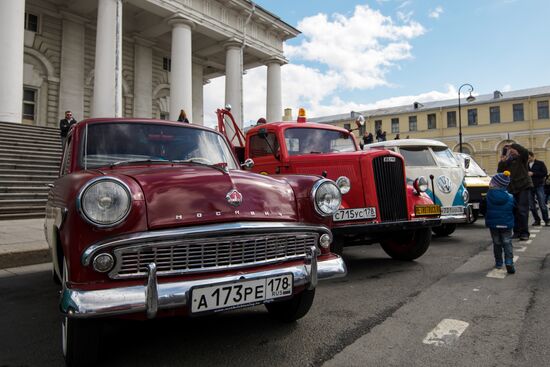 Vintage cars exhibition in St. Petersburg