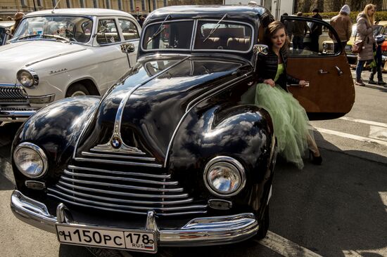 Vintage cars exhibition in St. Petersburg