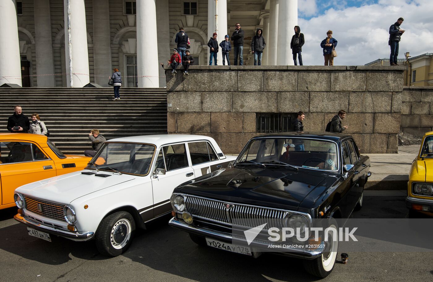 Vintage cars exhibition in St. Petersburg