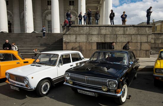 Vintage cars exhibition in St. Petersburg