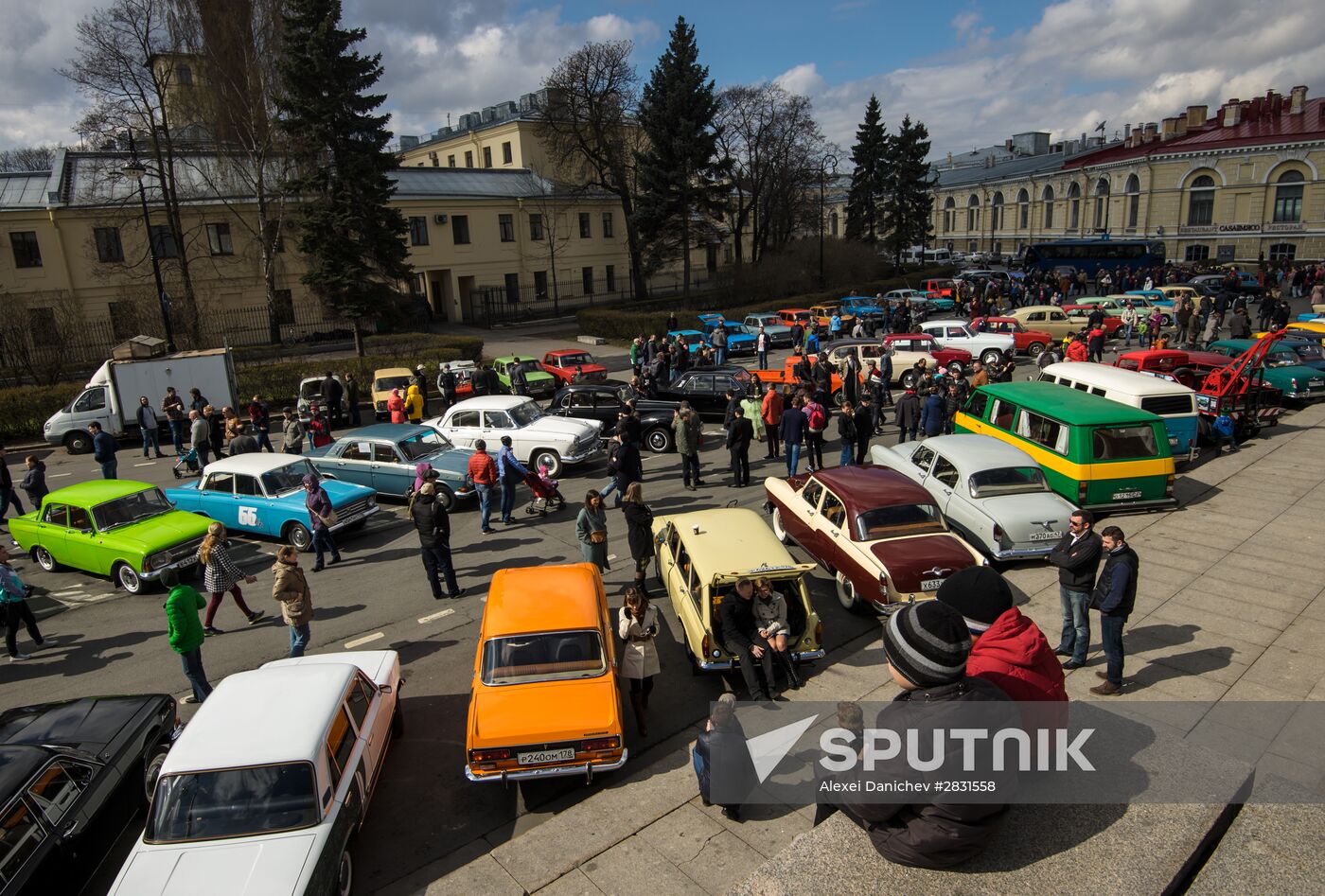 Vintage cars exhibition in St. Petersburg