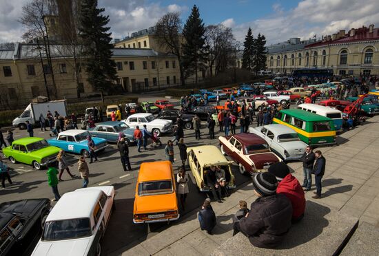 Vintage cars exhibition in St. Petersburg
