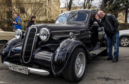Vintage cars exhibition in St. Petersburg