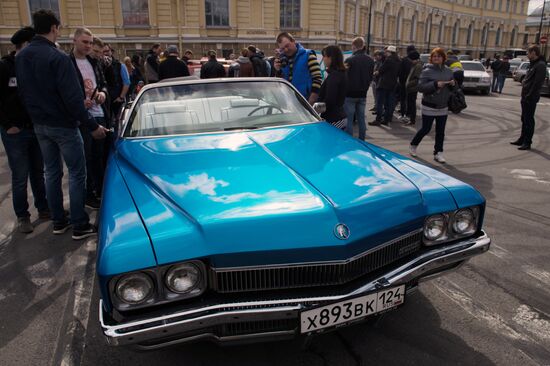 Vintage cars exhibition in St. Petersburg