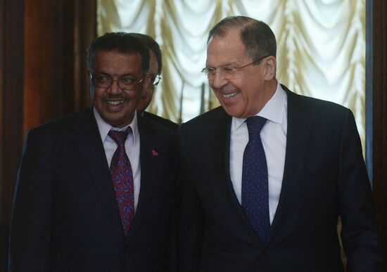 Russian Foreign Minister Sergei Lavrov meets with his Ethiopian counterpart Tedros Adhanom