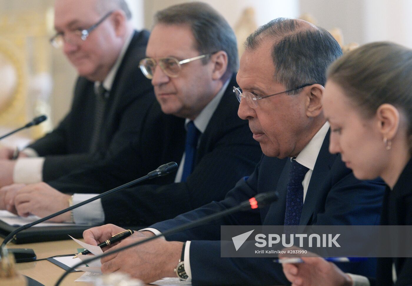 Russian Foreign Minister Sergei Lavrov, second right, during a meeting with his Ethiopian counterpart Tedros Adhanom in Moscow. Location: Russia, Moscow. Author: Kirill Kallinikov/Sputnik. Russian Foreign Minister Sergei Lavrov meets with his Ethiopian counterpart Tedros Adhanom