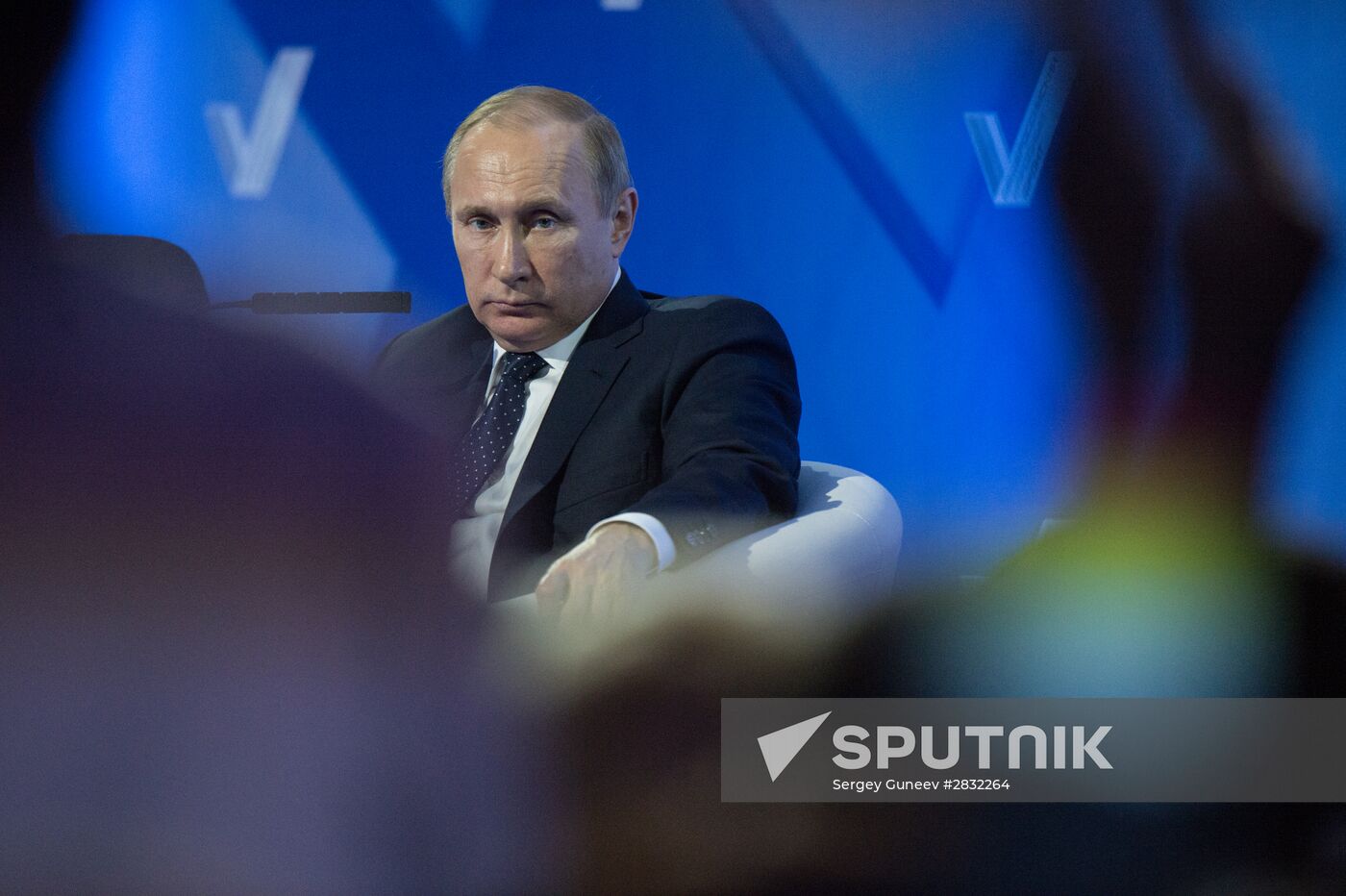 President Vladimir Putin takes part in United Popular Front's plenary meeting