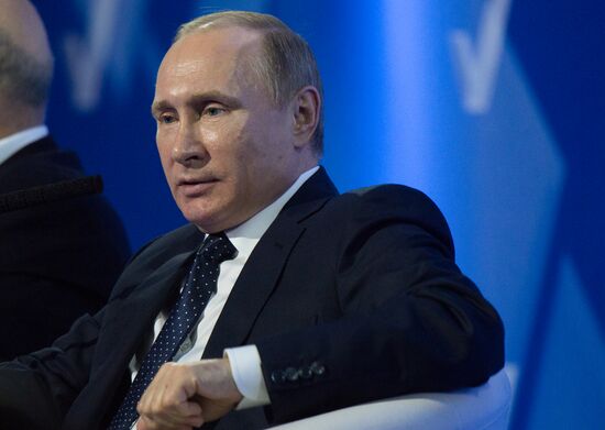 President Vladimir Putin takes part in United Popular Front's plenary meeting
