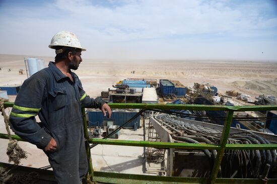 A gas refinery in Furqlus, Syria