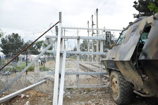 The Vinojug camp for refugees on the Greek-Macedonian border