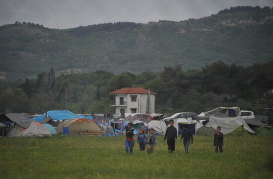 The Vinojug camp for refugees on the Greek-Macedonian border