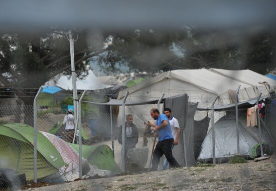 The Vinojug camp for refugees on the Greek-Macedonian border